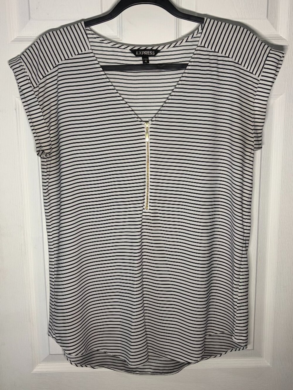 Express Women's Black & White Stripe Top